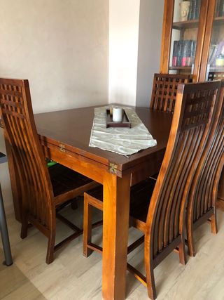 Mesa comedor Teka madera y 4 sillas
