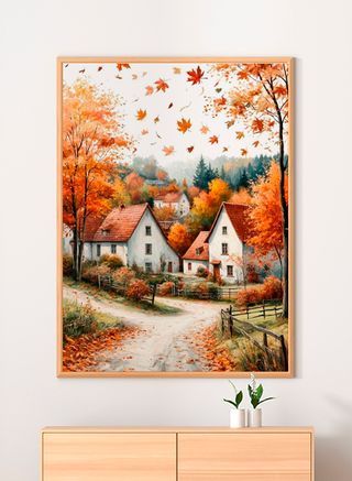 Autumn Village Decorative Art Poster Print