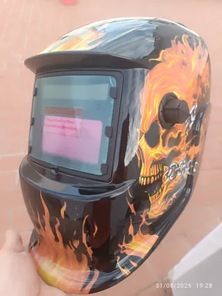 Careta Soldadura Diseño Calavera y Llamas