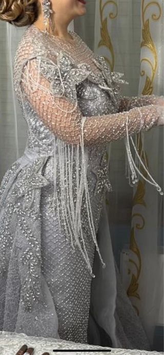 Vestido de fiesta gitana plateado