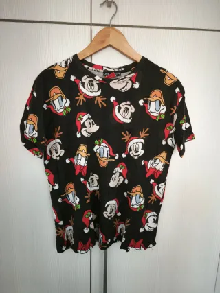Camiseta Zara Mickey Mouse Navidad Talla S
