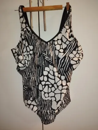 Costume intero donna fantasia bianco/nero