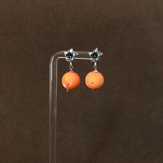 Pendientes Plata y Coral Naranja