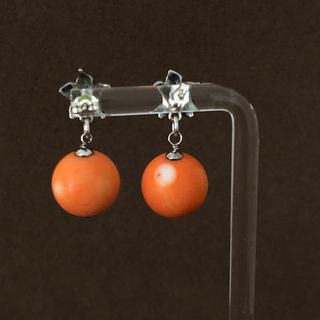 Pendientes Plata y Coral Naranja