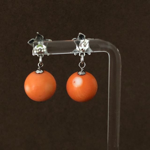 Pendientes Plata y Coral Naranja