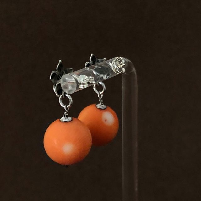 Pendientes Plata y Coral Naranja
