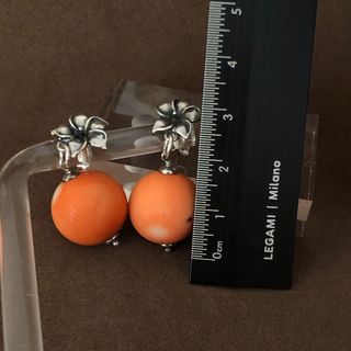 Pendientes Plata y Coral Naranja