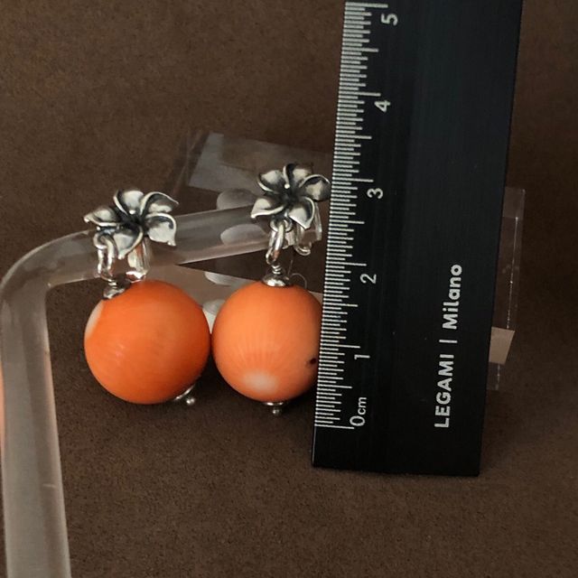 Pendientes Plata y Coral Naranja