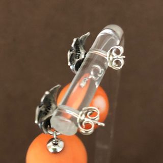 Pendientes Plata y Coral Naranja