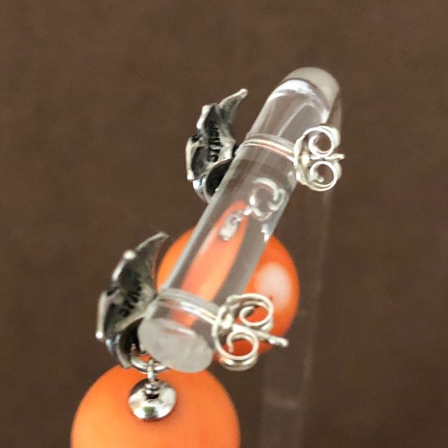 Pendientes Plata y Coral Naranja