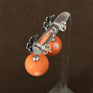 Pendientes Plata y Coral Naranja