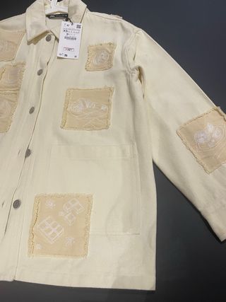 Sobrecamisa Zara Beige/Amarilla Talla XS