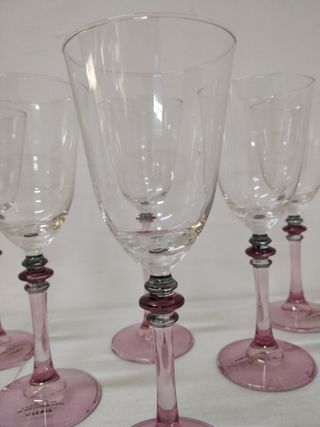 6 Calici Cristallo Gambo Rosa