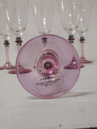 6 Calici Cristallo Gambo Rosa