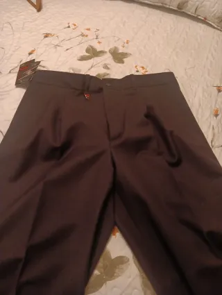  Pantalón de vestir de pinzas azul marino
