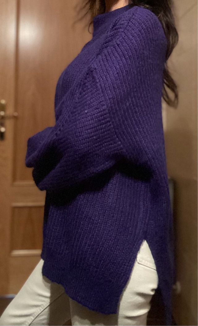 Jersey Morado Amplio M Mohair Aberturas Laterales