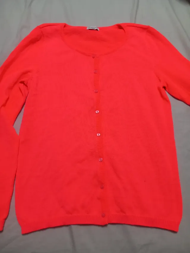 Chaqueta punto botones Rosa flúor/coral Talla M