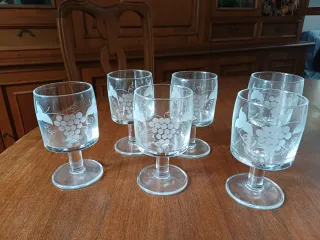 6 Bicchieri Vino Incisi Uva