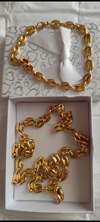 Collar de eslabones con pulsera oro 18 k.liminads