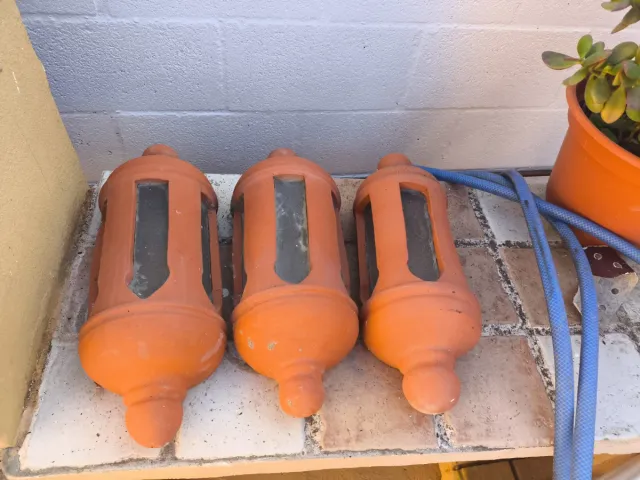 Farolillos antiguos de barro (3 unidades)