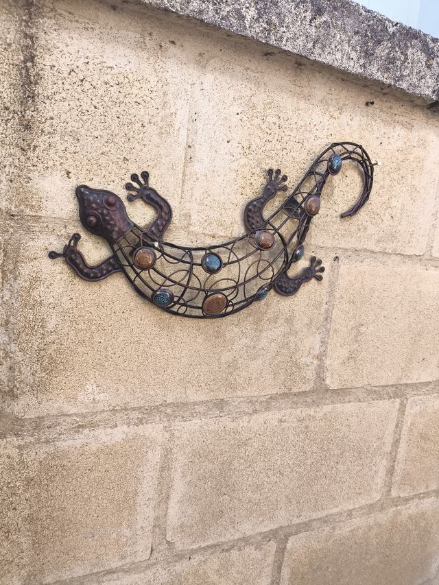 Pareja lagartija decorativa de metal