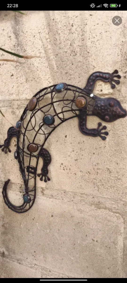 Pareja lagartija decorativa de metal