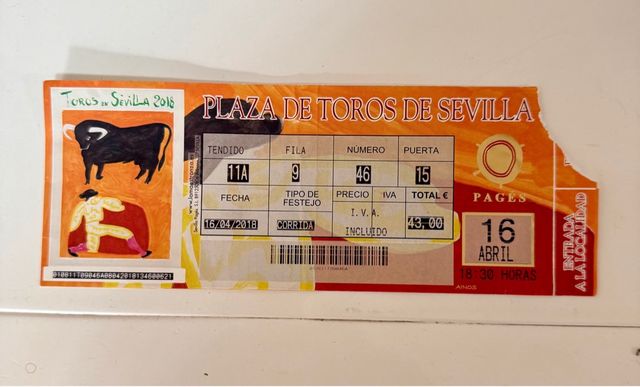 Entrada Toros Feria de Sevilla 16/04/2018