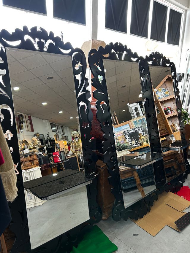 3 Espejos Peluquería Marco Decorativo Negro