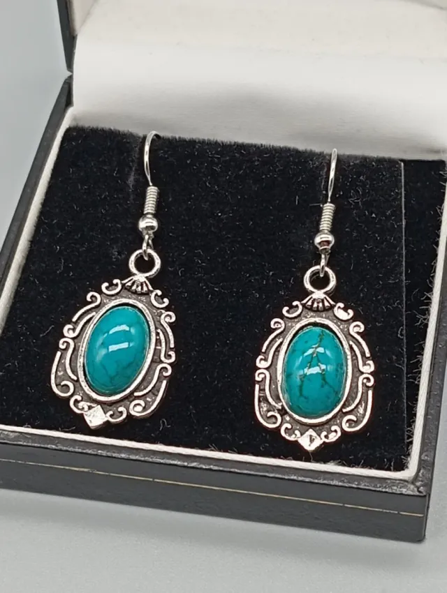 Pendientes Vintage Turquesa Acero