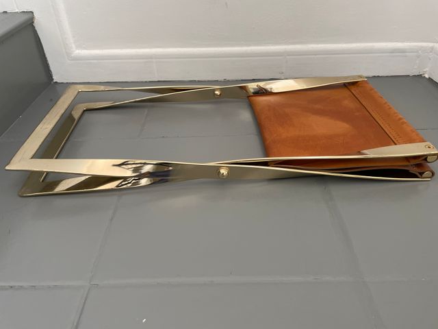 Taburete plegable Kaljerone latón/piel