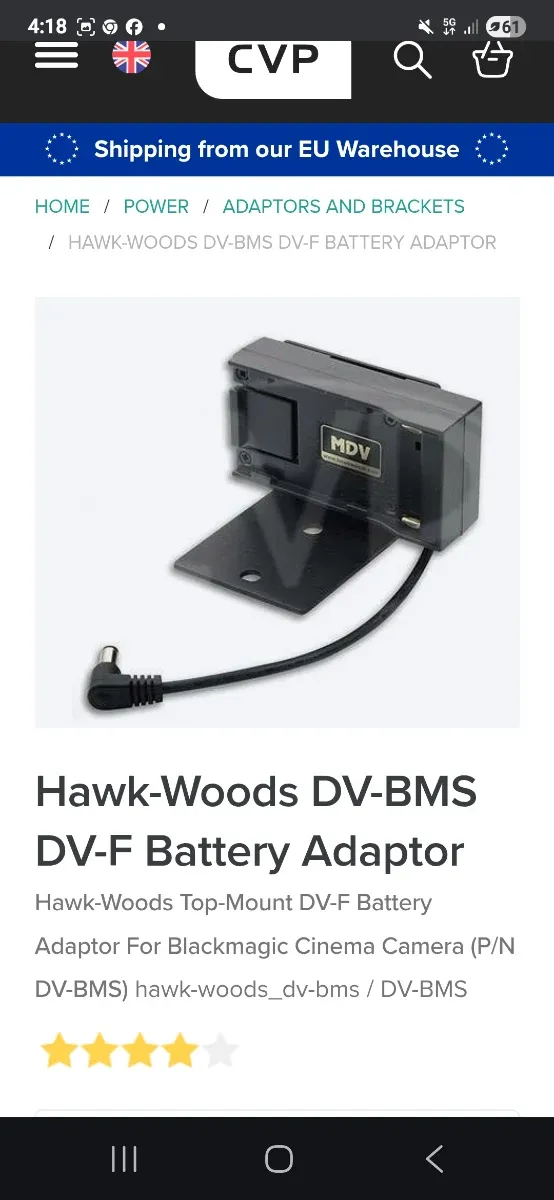 Adaptador Batería Hawk-Woods DV-F