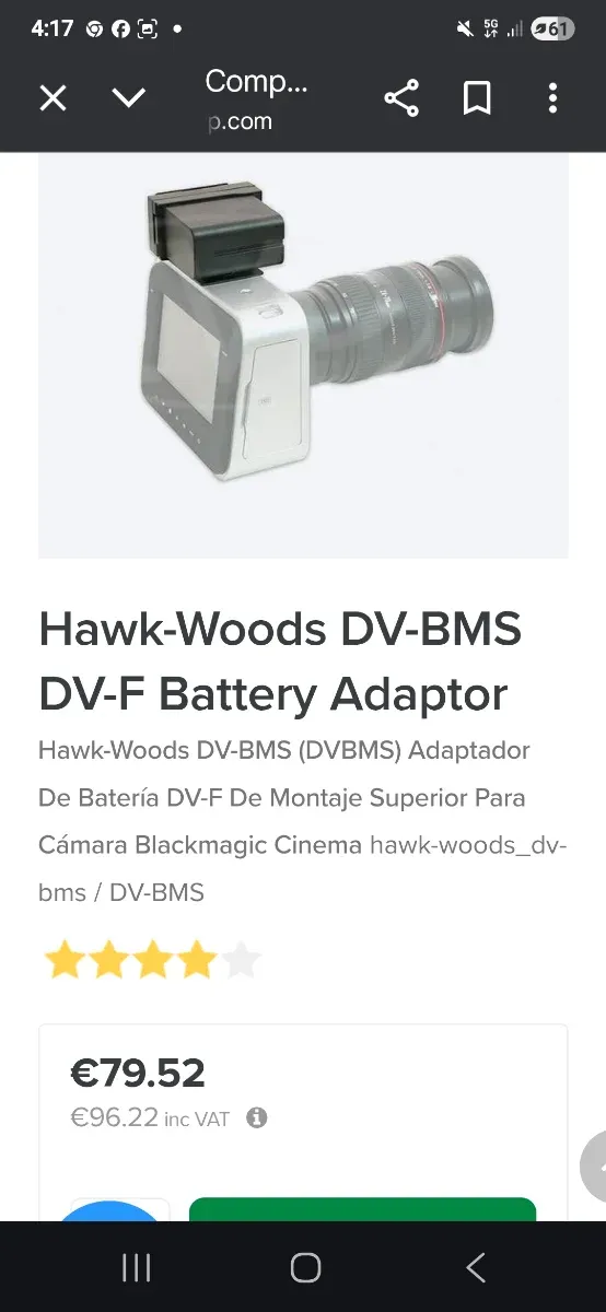 Adaptador Batería Hawk-Woods DV-F