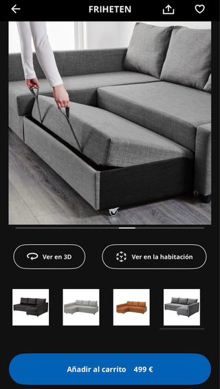 Sofá cama gris de tela