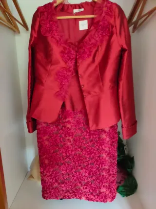 Conjunto chaqueta y vestido rosa