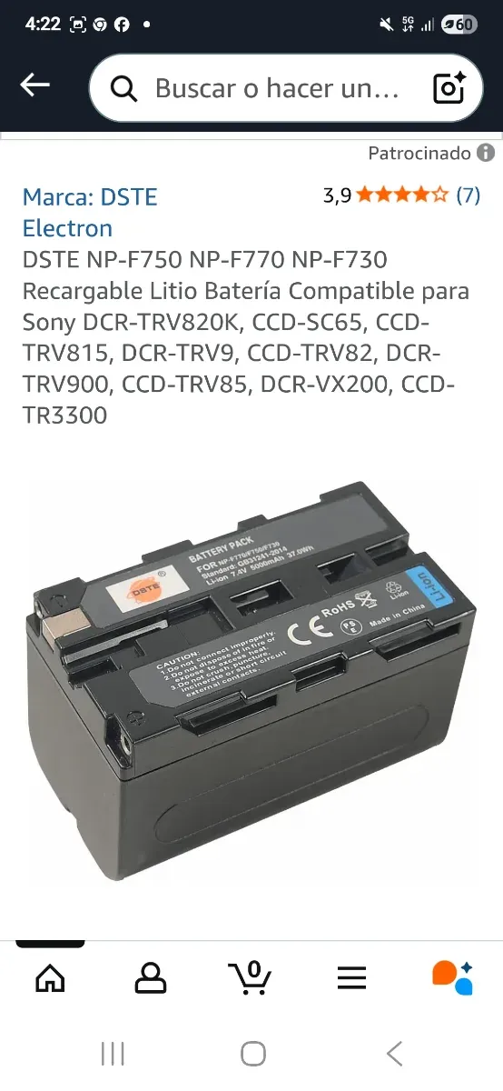 Batería DSTE NP-F750/F770/F730 Li-ion