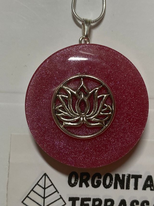 Colgante Flor de Loto Rosa y Plateado