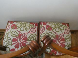 Pareja Sillas Madera Cerezo Tapizado Floral