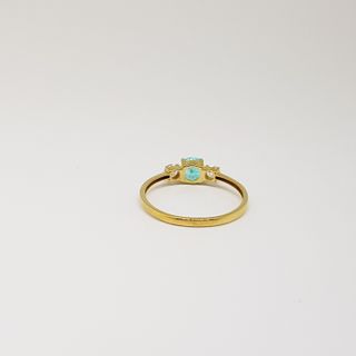 Anillo Oro 18K Topacio Azul y Circonitas