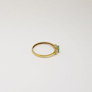 Anillo Oro 18K Topacio Azul y Circonitas