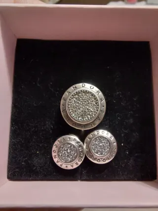 Conjunto Pandora Plata Circonitas anillo y pendien