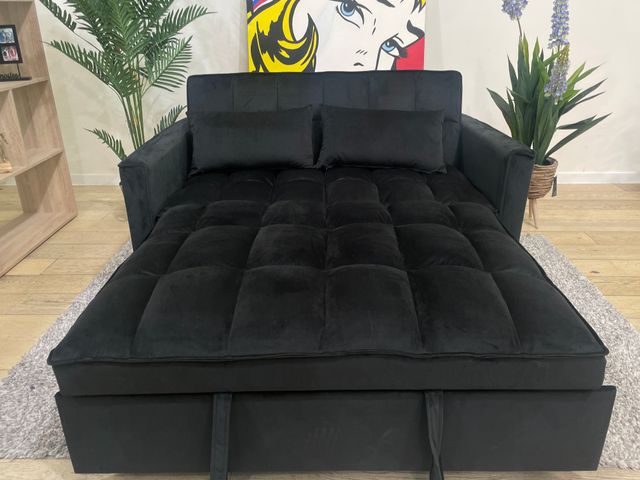 Sofá Cama Negro Terciopelo