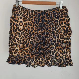 Falda Mini Fruncida Animal Print Leopardo