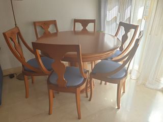 Mesa comedor extensible madera maciza 6 sillas