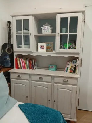 Mueble Alacena Madera y Cristal