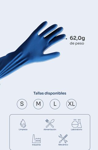 Guantes Nitrilo Azul Industrial Talla L 10 pares.