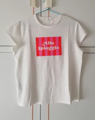 Camise algodon blanca estampada, Mango