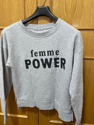 Sudadera Bershka Femme Power Gris Talla XS