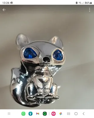 Charm Volpe Argento con Zirconi Blu