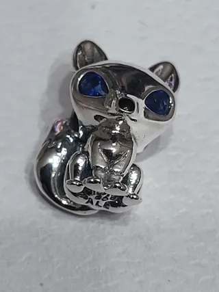 Charm Volpe Argento con Zirconi Blu