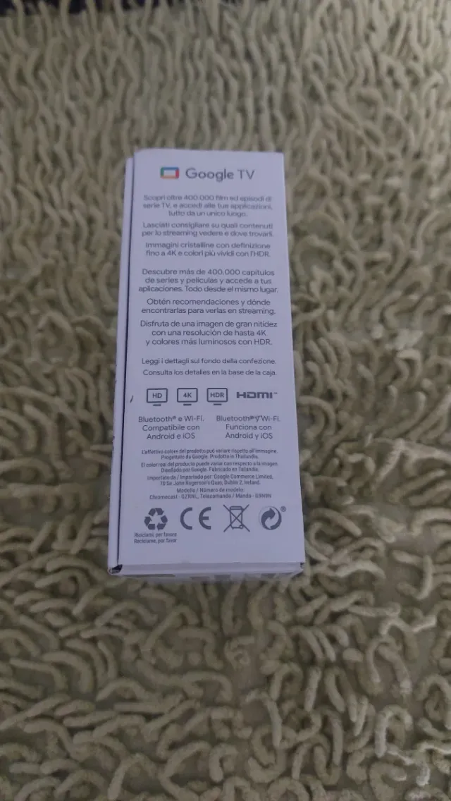 CAJA VACIA DE GOOGLE CHROMECAST 4K